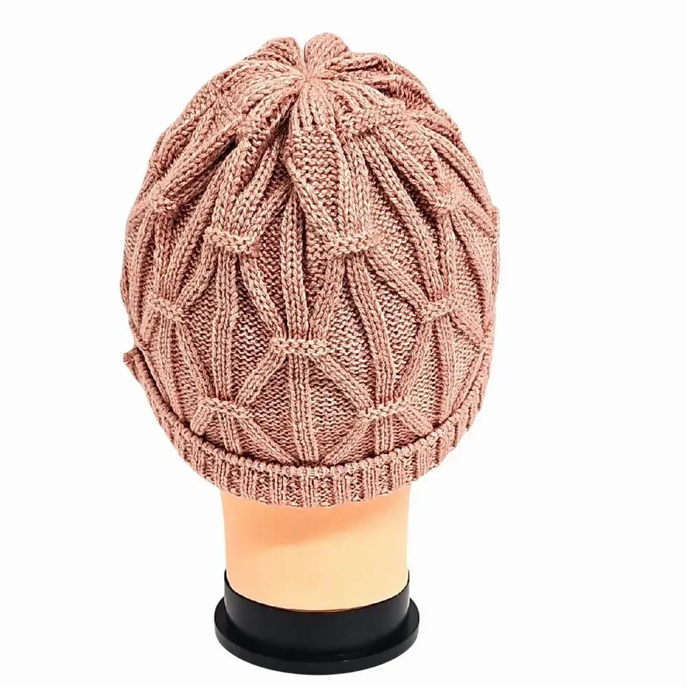 Women's Chic Blush Pink Knit Fall Winter Beanie Hat Skull Cap OSFM